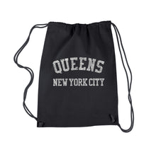 Load image into Gallery viewer, POPULAR NEIGHBORHOODS IN QUEENS, NY - Drawstring Backpack