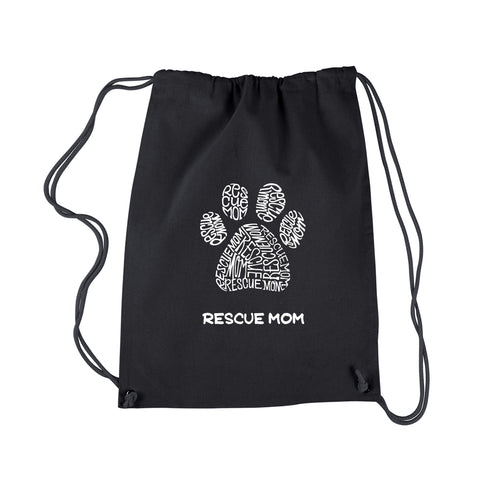 Rescue Mom -  Drawstring Word Art Backpack