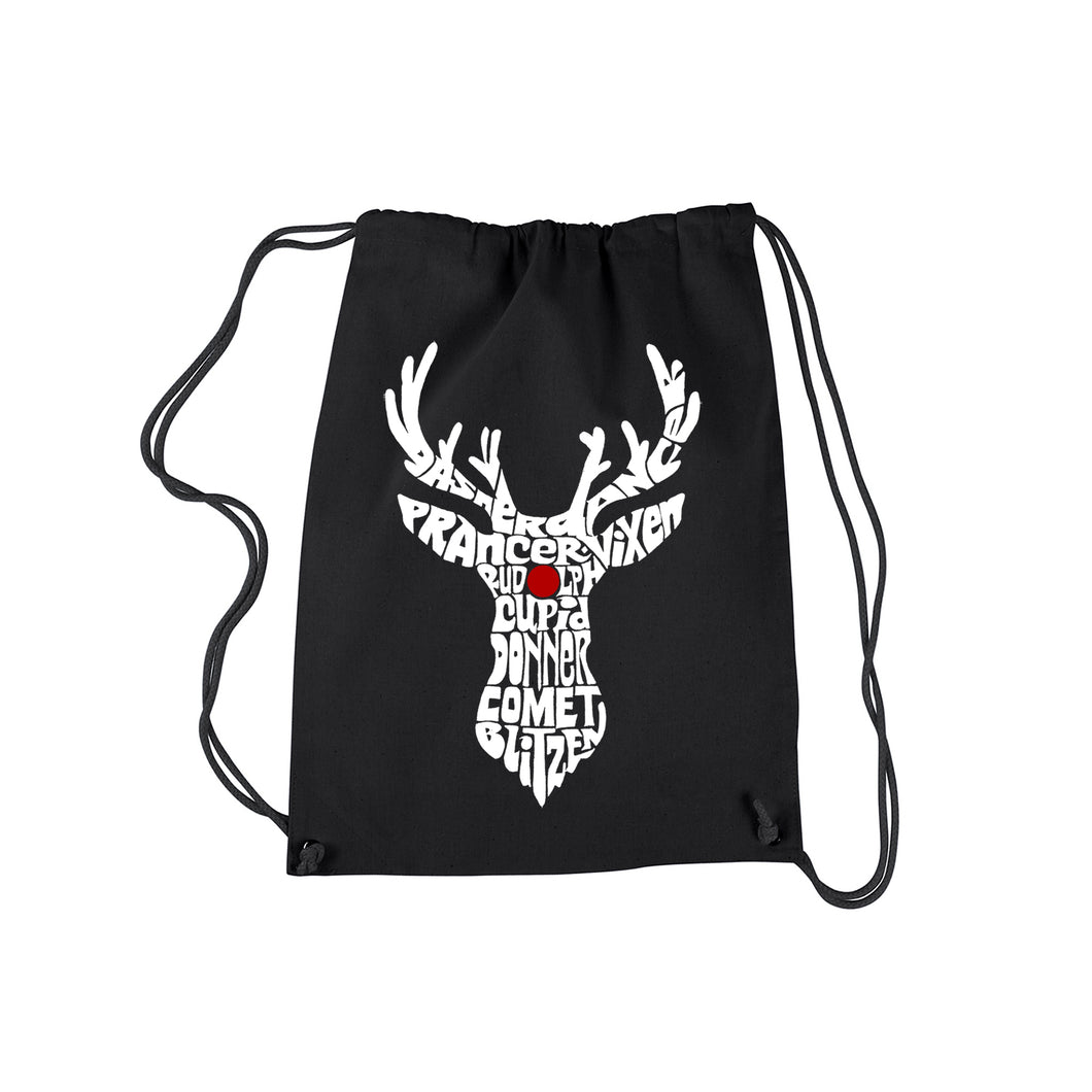 Santa's Reindeer  - Drawstring Backpack