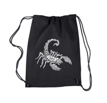 Load image into Gallery viewer, Types of Scorpions -  Drawstring Word Art Backpack