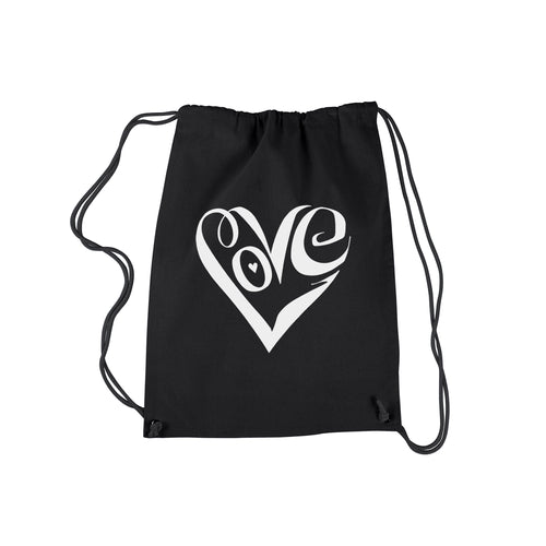 Script Love Heart  - Drawstring Backpack