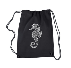 Types of Seahorse -  Drawstring Word Art Backpack