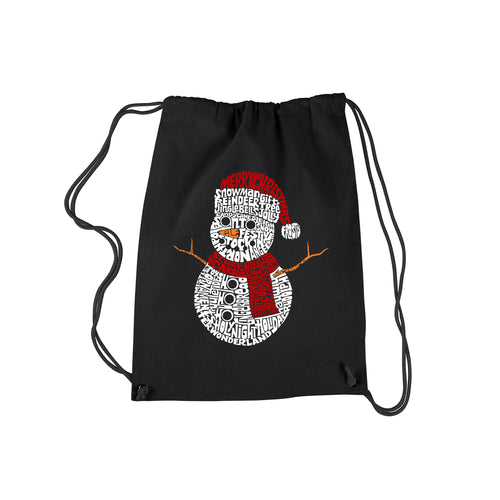 Christmas Snowman - Drawstring Backpack