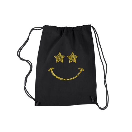 Rockstar Smiley  - Drawstring Backpack