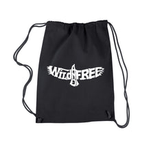 Load image into Gallery viewer, Wild and Free Eagle -  Drawstring Word Art Backpack