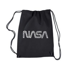 NASA Logo White Drawstring Backpack