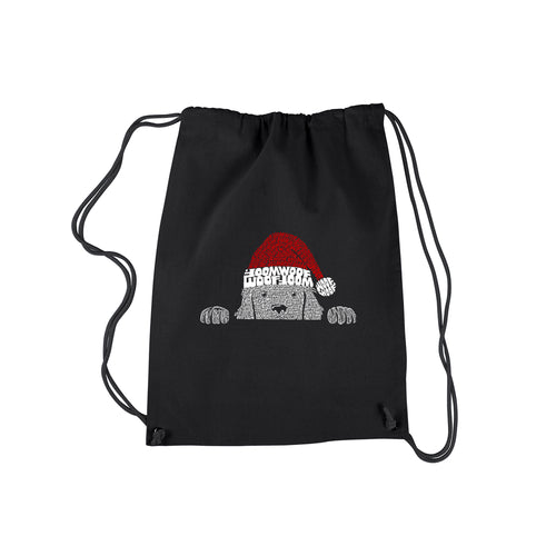 Christmas Peeking Dog - Drawstring Backpack