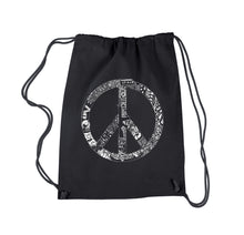 Load image into Gallery viewer, PEACE, LOVE, &amp; MUSIC - Drawstring Backpack