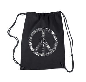 PEACE, LOVE, & MUSIC - Drawstring Backpack