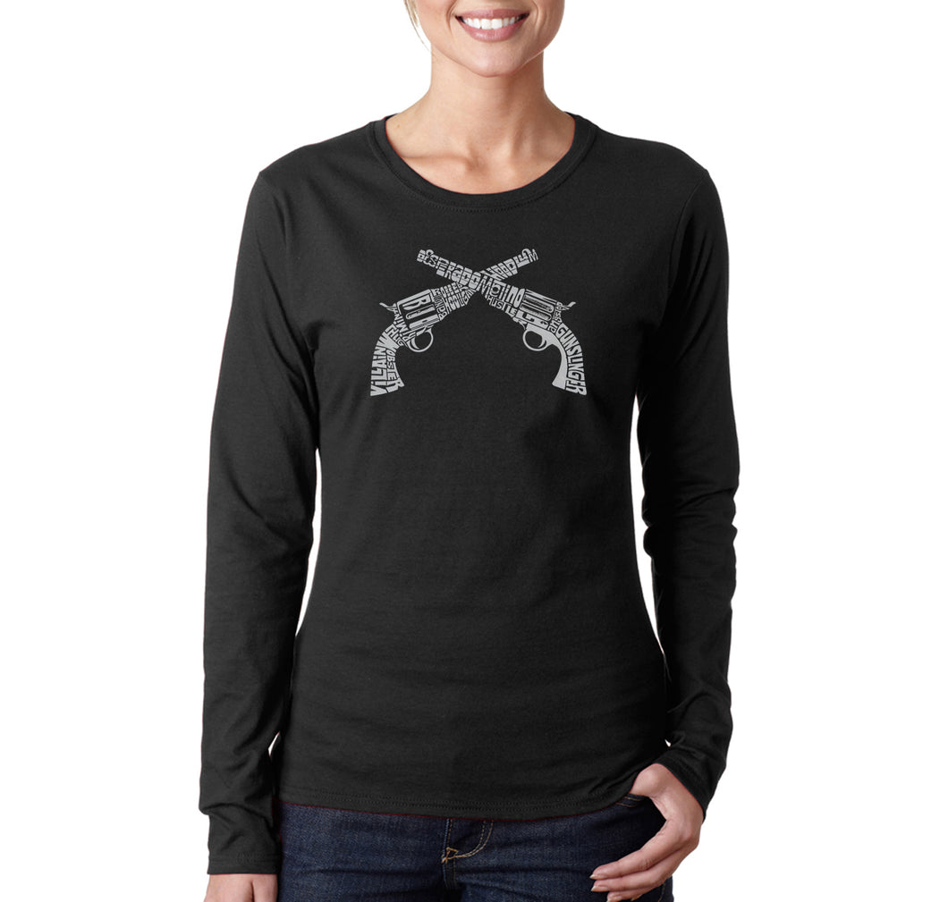 CROSSED PISTOLS - Women's Word Art Long Sleeve T-Shirt