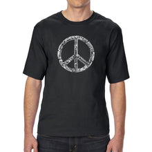 Load image into Gallery viewer, THE WORD PEACE IN 77 LANGUAGES - Men&#39;s Tall Word Art T-Shirt