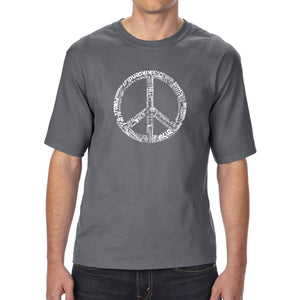 THE WORD PEACE IN 77 LANGUAGES - Men's Tall Word Art T-Shirt