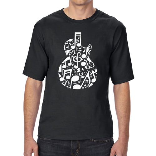 Music Notes Guitar - Men's Tall and Long Word Art T-Shirt
