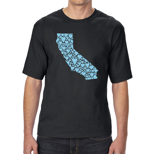 California Hearts  - Men's Tall and Long Word Art T-Shirt