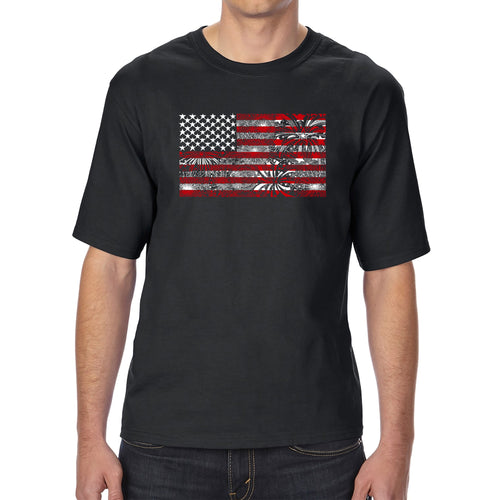 Men's Tall and Long Word Art T-shirt - Fireworks American Flag