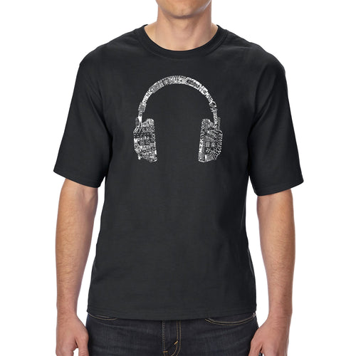 MUSIC IN DIFFERENT LANGUAGES HEADPHONES - Men's Tall Word Art T-Shirt