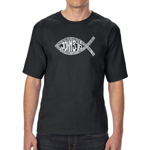 John 3:16 Fish Symbol - Men's Tall Word Art T-Shirt