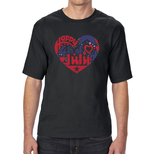 Men's Tall and Long Word Art T-shirt - July 4th Heart