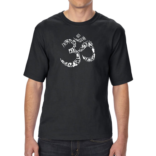 THE OM SYMBOL OUT OF YOGA POSES - Men's Tall Word Art T-Shirt