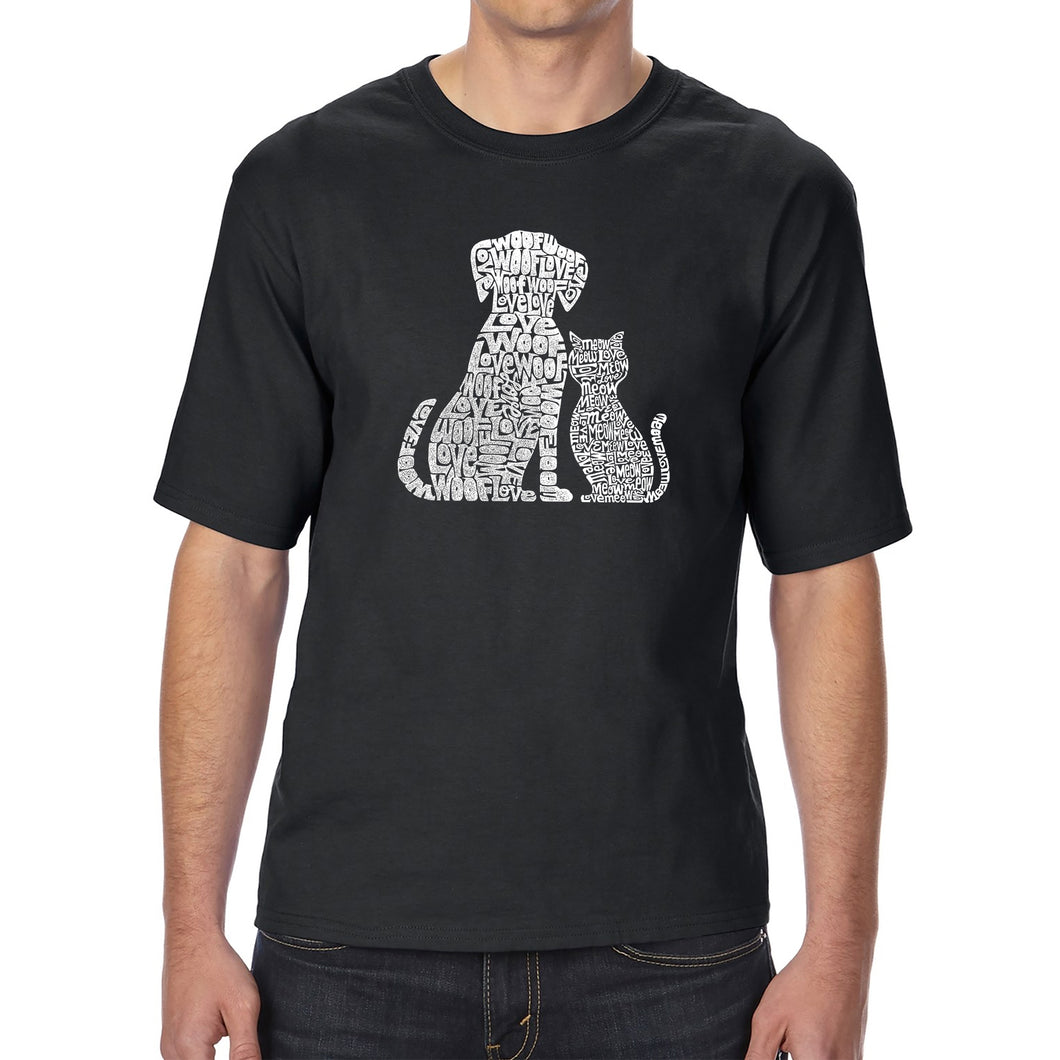 Dogs and Cats  - Men's Tall and Long Word Art T-Shirt