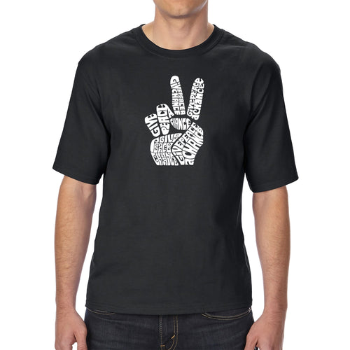 PEACE FINGERS - Men's Tall Word Art T-Shirt