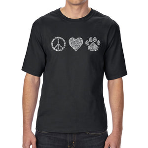 Peace Love Cats  - Men's Tall and Long Word Art T-Shirt
