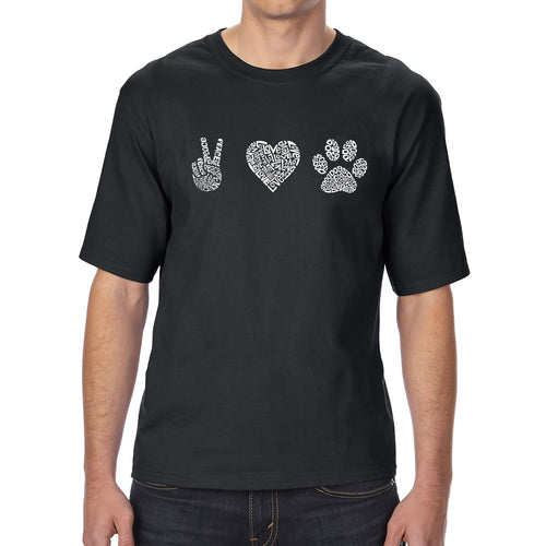 Peace Love Dogs  - Men's Tall and Long Word Art T-Shirt