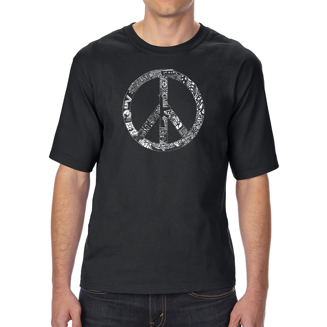 PEACE, LOVE, & MUSIC - Men's Tall Word Art T-Shirt