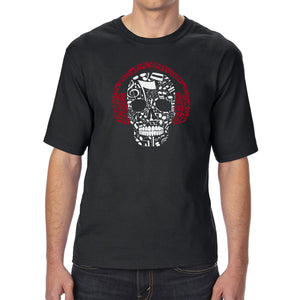 Music Notes Skull  - Men's Tall and Long Word Art T-Shirt