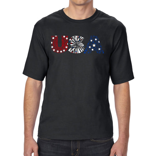 USA Fireworks - Men's Tall and Long Word Art T-Shirt