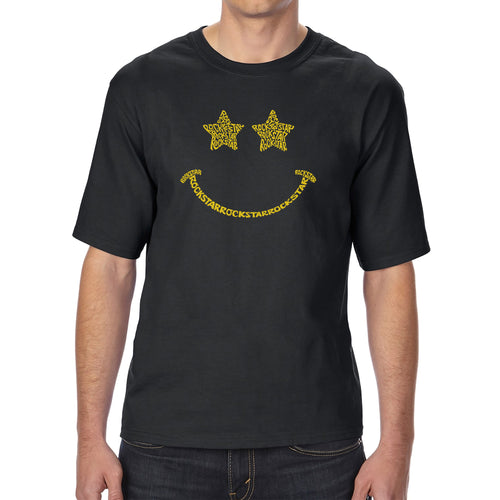 Rockstar Smiley  - Men's Tall and Long Word Art T-Shirt