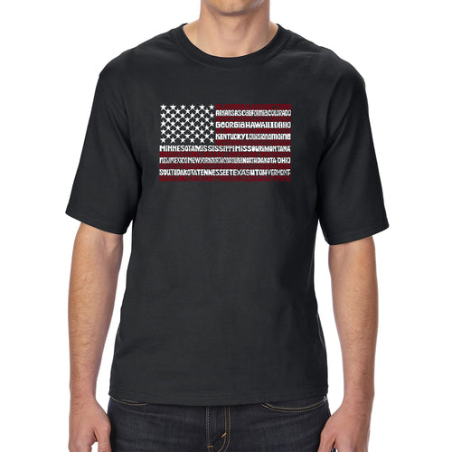 50 States USA Flag  - Men's Tall and Long Word Art T-Shirt