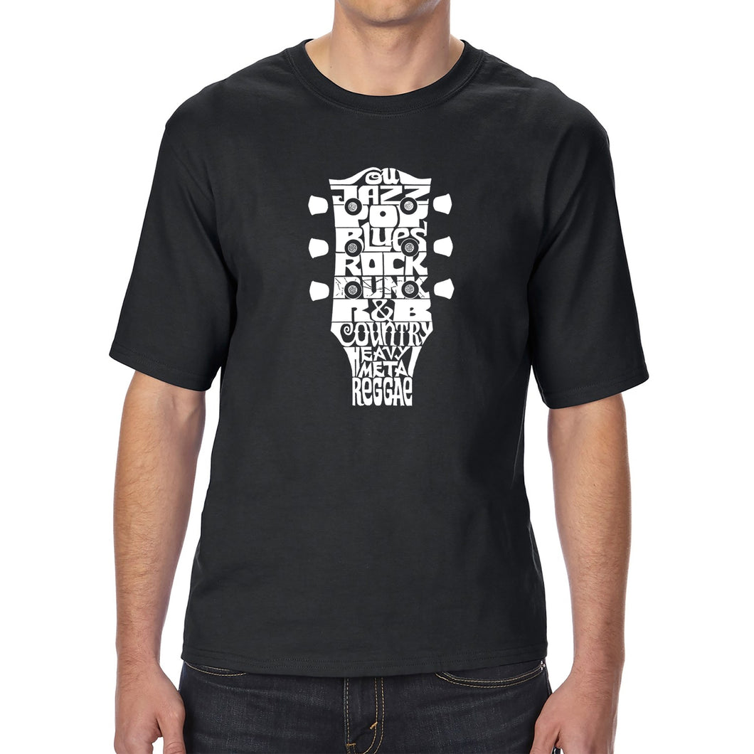 Guitar Head Music Genres  - Men's Tall and Long Word Art T-Shirt
