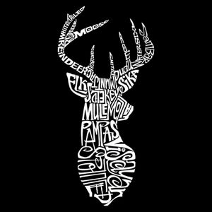 LA Pop Art Girl's Word Art Long Sleeve - Types of Deer