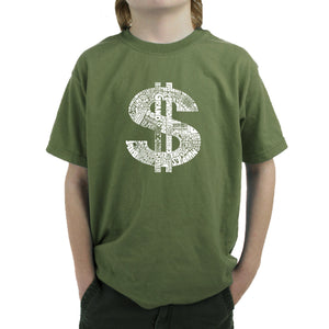 Dollar Sign - Boy's Word Art T-Shirt