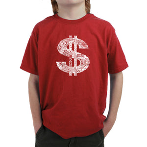 Dollar Sign - Boy's Word Art T-Shirt
