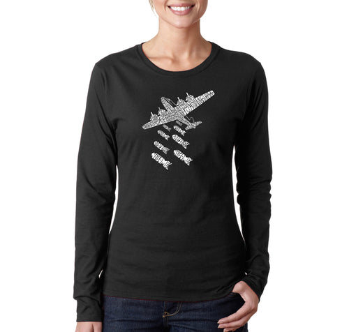DROP BEATS NOT BOMBS - Women's Word Art Long Sleeve T-Shirt