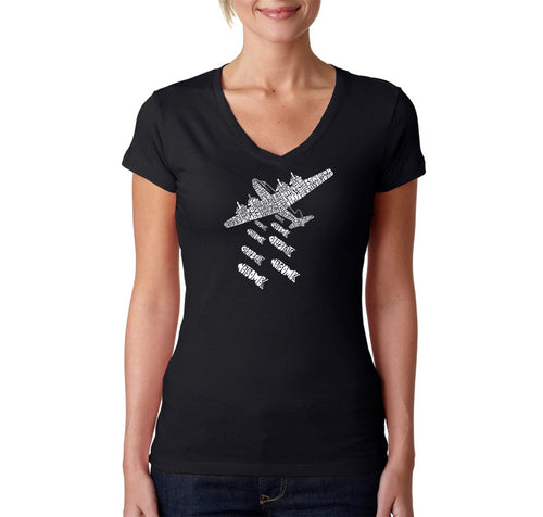 DROP BEATS NOT BOMBS - Women's Word Art V-Neck T-Shirt