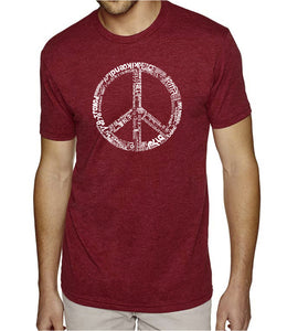THE WORD PEACE IN 77 LANGUAGES - Men's Premium Blend Word Art T-Shirt