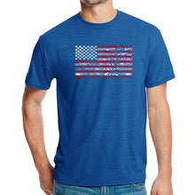 Load image into Gallery viewer, Men&#39;s Premium Blend Word Art T-shirt - Fireworks American Flag