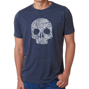 Flower Skull  - Men's Premium Blend Word Art T-Shirt