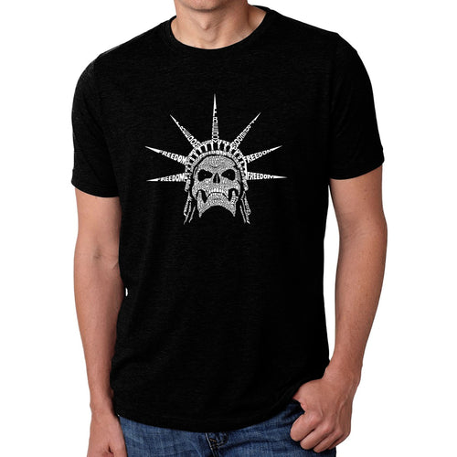 Freedom Skull  - Men's Premium Blend Word Art T-Shirt