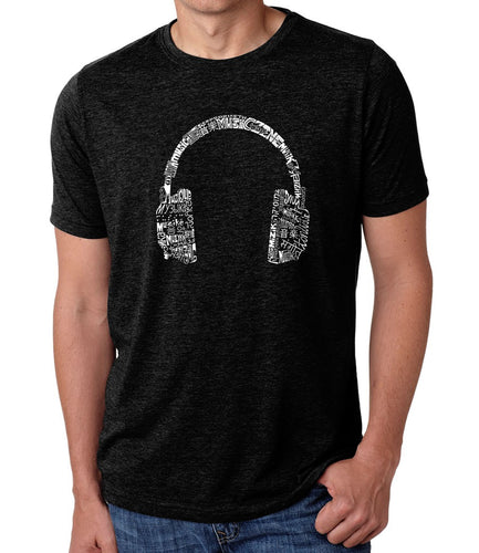 Music in Different Languages Headphones - Men's Premium Blend Word Art T-Shirt