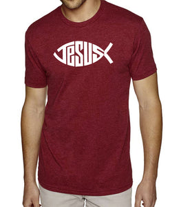 Christian Jesus Name Fish Symbol - Men's Premium Blend Word Art T-Shirt