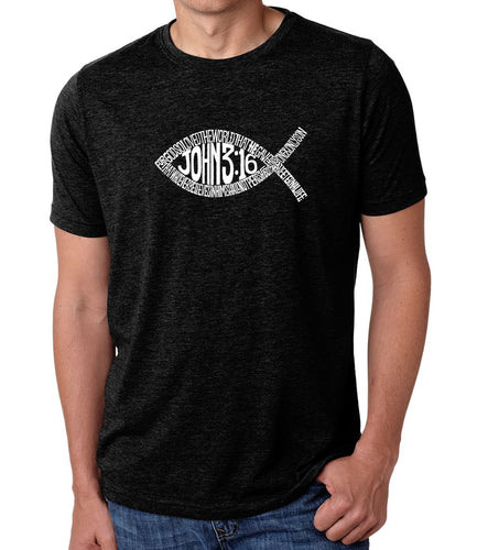 John 3:16 Fish Symbol - Men's Premium Blend Word Art T-Shirt