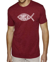 Load image into Gallery viewer, John 3:16 Fish Symbol - Men&#39;s Premium Blend Word Art T-Shirt