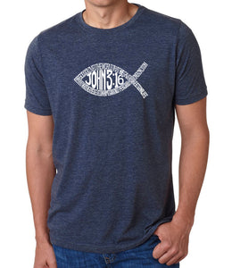 John 3:16 Fish Symbol - Men's Premium Blend Word Art T-Shirt