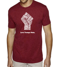 Load image into Gallery viewer, Love Trumps Hate Fist - Men&#39;s Premium Blend Word Art T-Shirt