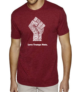 Love Trumps Hate Fist - Men's Premium Blend Word Art T-Shirt