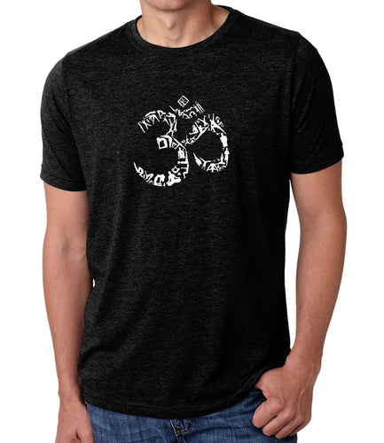 THE OM SYMBOL OUT OF YOGA POSES - Men's Premium Blend Word Art T-Shirt